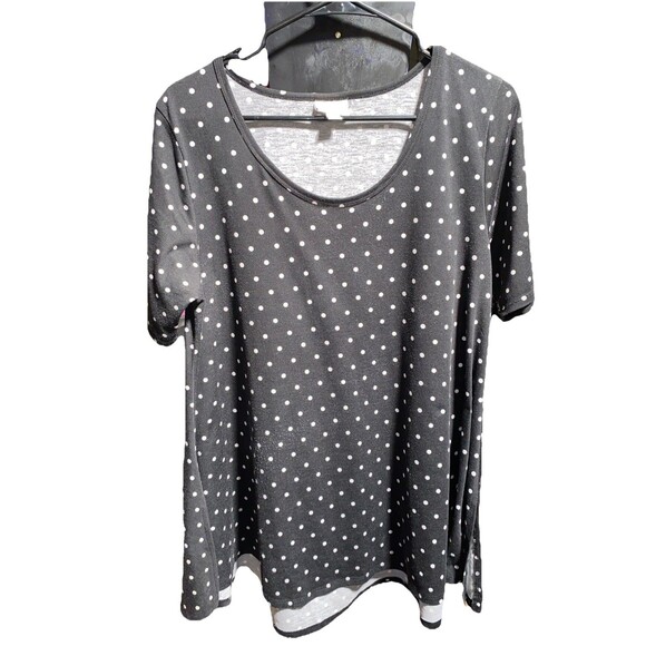 LuLaRoe Scoop Neck Black & White Polka Dots Fit & Flare Short Sleeve Tunic M - Picture 1 of 2